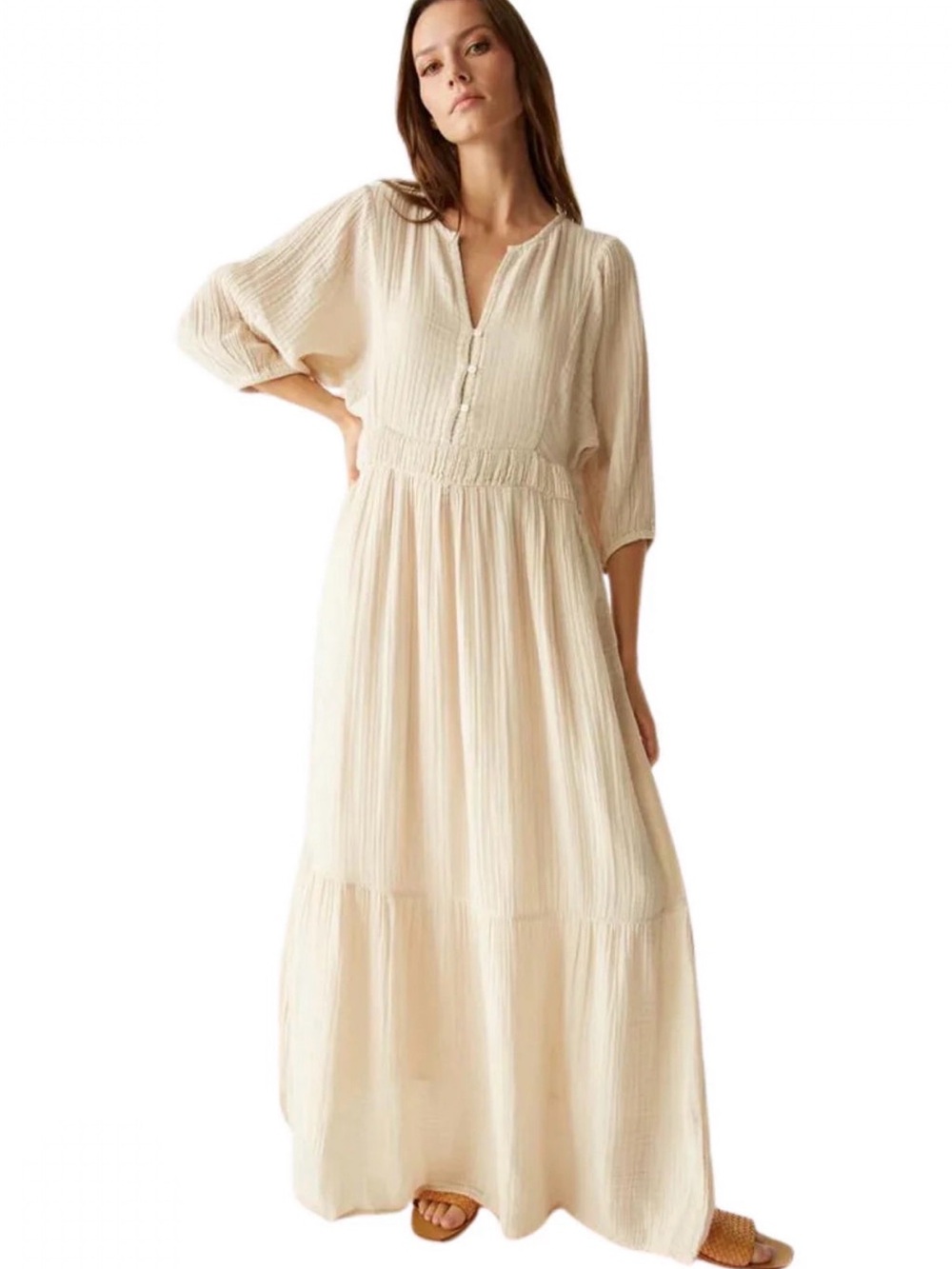 NWT Michael Stars Womens Felicity Maxi Dress, Beige